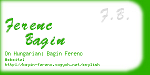 ferenc bagin business card